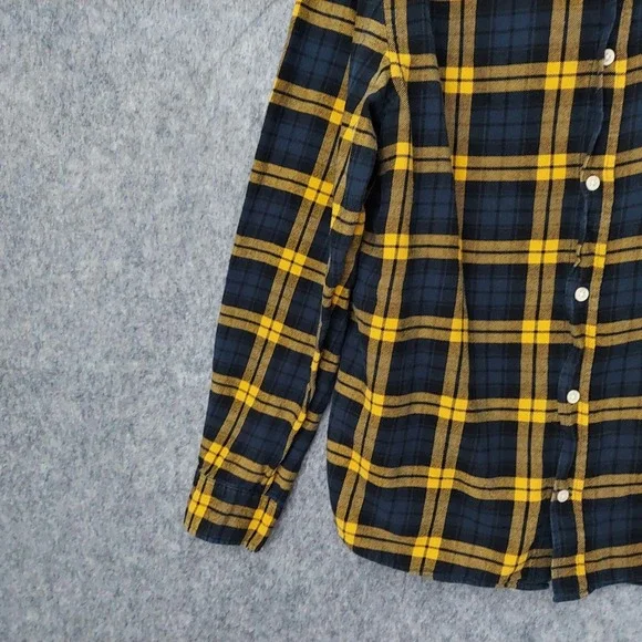 L.O.G.G X H&M Men Shirt M Plaid Flannel Button‎  Yellow Lumberjack Grunge Preppy - Picture 3 of 11